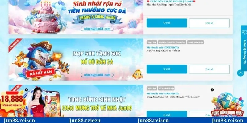 Cập nhật ưu đãi siêu hot tại nhà cái Jun88 