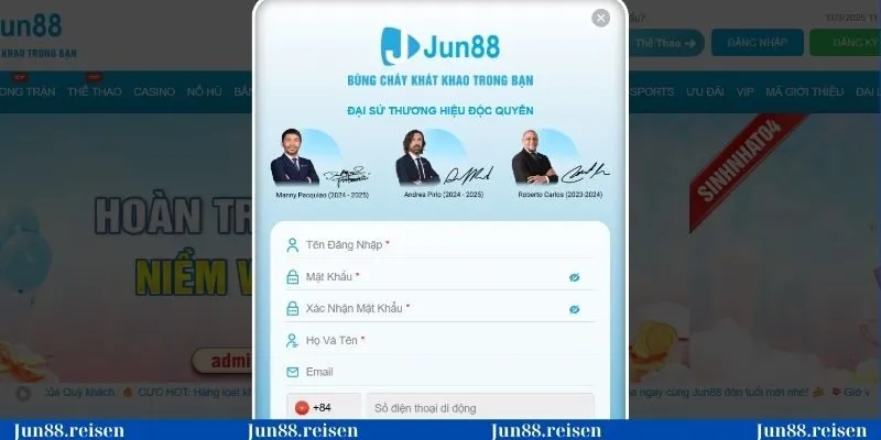 Hoàn thành biểu mẫu đăng ký Jun88 chi tiết tại trang chủ 